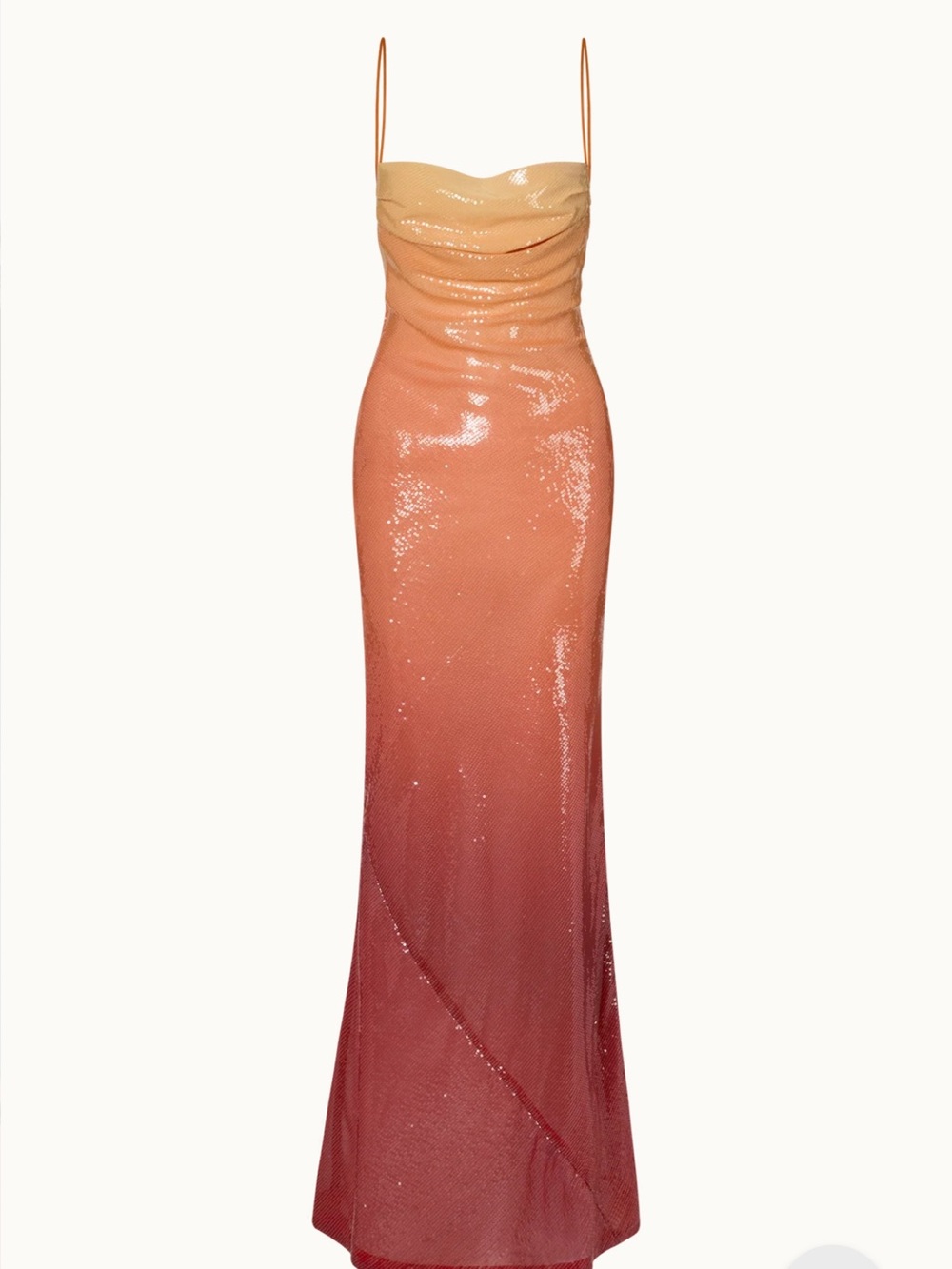 Coral Sequin Cowl Neck Maxi Slip Dress - Picture 8 of 10